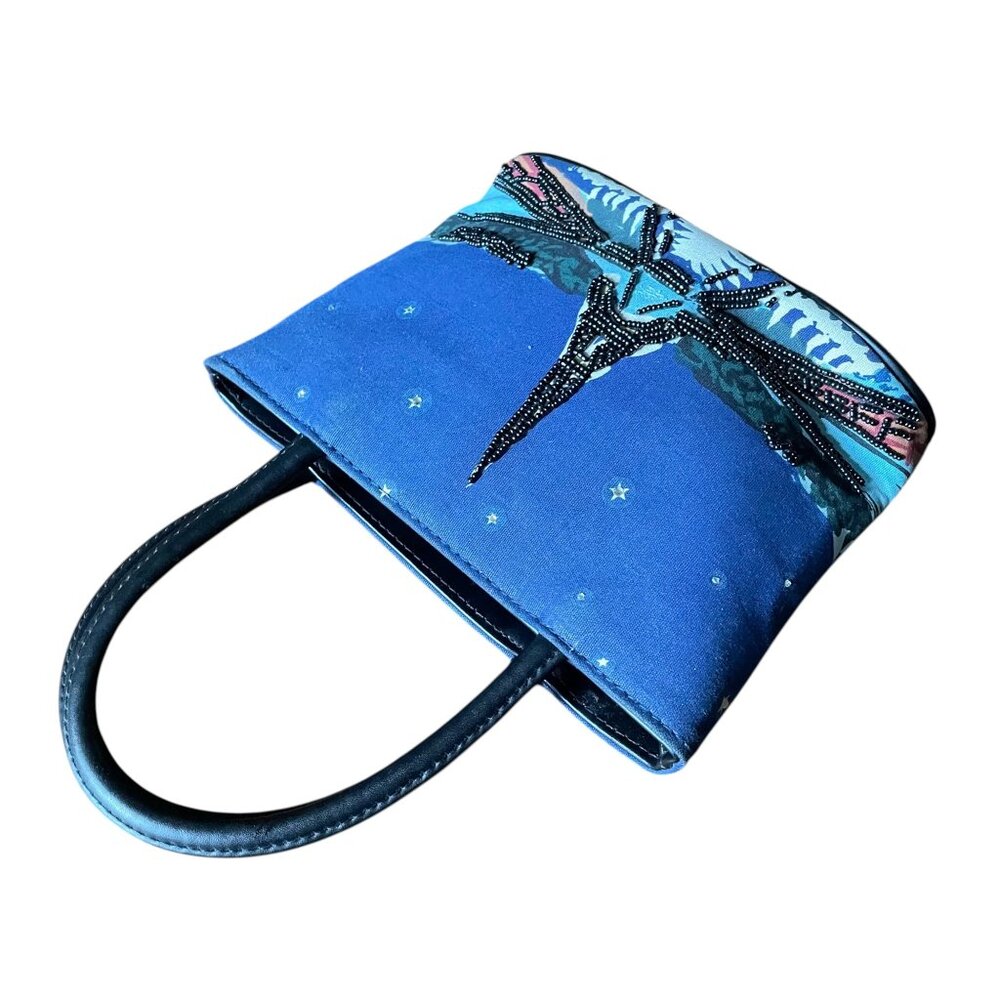Charming vintage beaded Paris + Eiffel tower Starry Night Art crossbody bag Y2K - Picture 3 of 11